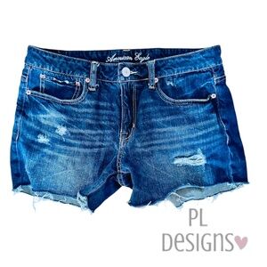 American Eagle Shorts Dark Denim Distressed Shorts